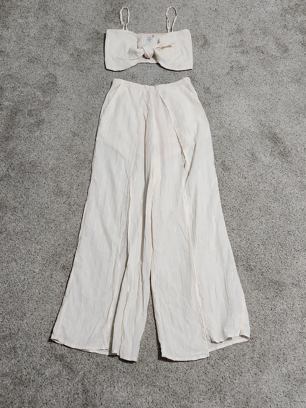 Beach Bunny Eastyn Top (Medium) and Ramsey Pant (Small) Set in Metallic Stripe - Picture 2 of 10